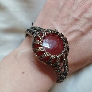 Vintage Marcasite and Stone Bead Bracelet